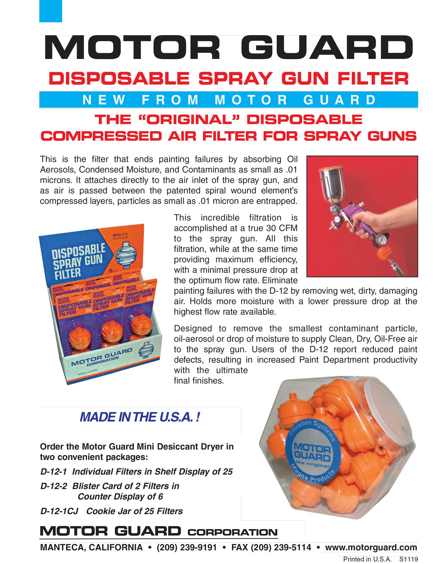 Motor Guard D-12 Disposable Spray Gun Filters - Pack of 2