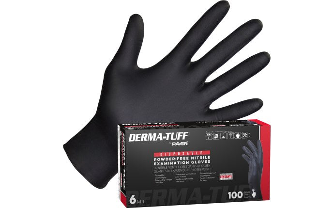 SAS Safety Corp Derma-Tuff Powder-Free Exam Grade Nitrile Disposable Gloves - 6 Mil - 100 Pack