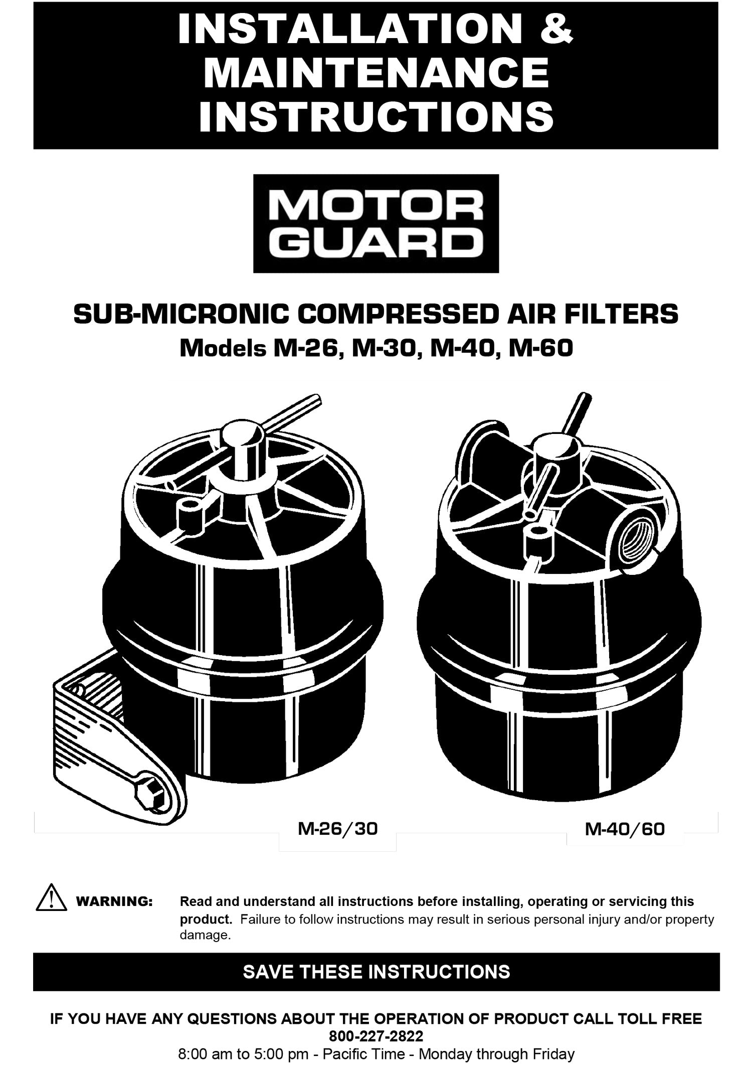 Motor Guard M-60 Submicronic Compressed Air Filter 1/2" NPT