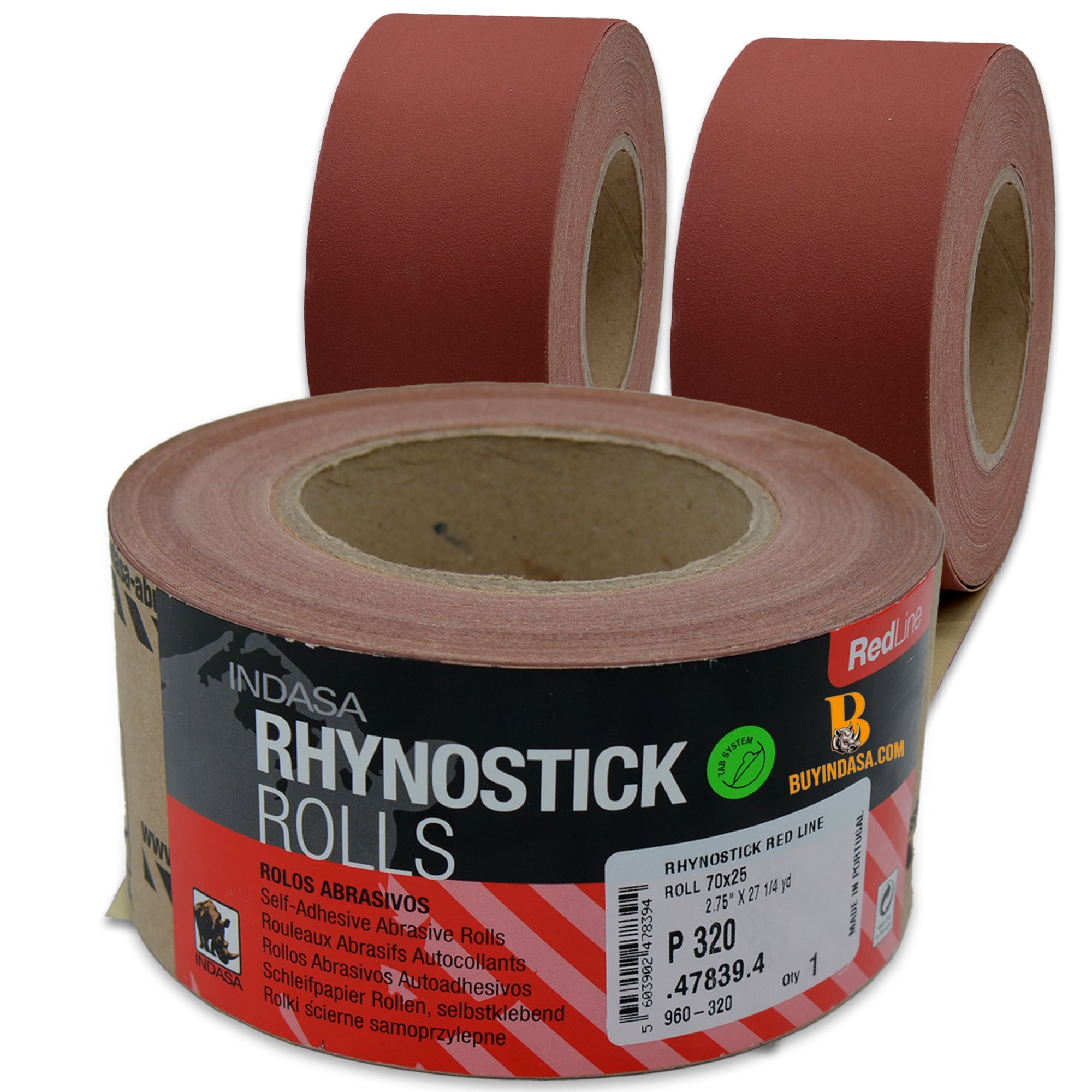 Indasa 2.75" Rhynostick Redline PSA Sanding Rolls, 960 Series