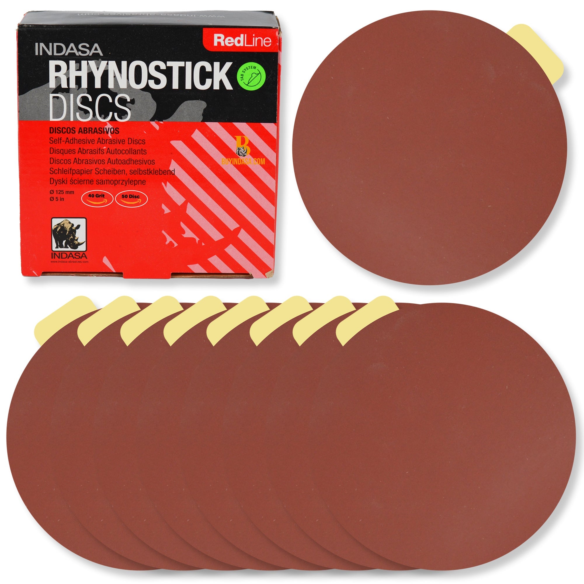 Indasa 5" Rhynostick Redline PSA Solid Sanding Disc, 500 Series