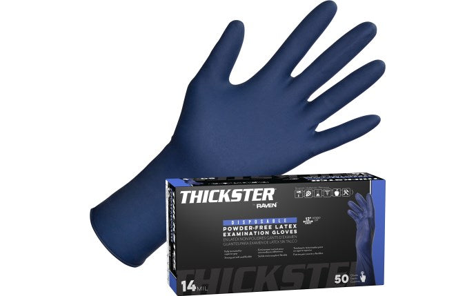 SAS Safety Corp Thickster Powder-Free Exam Grade Latex Disposable Gloves - 14 Mil - 50 Pack